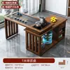 Madera de Caucho Giratorio Móvil Balcón Apartamento Pequeño Mesa de Té Mesa de Té y Silla Combinación Hervidor de Agua Té Integrado Hu Nuevo Estilo