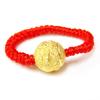 Cuerda Roja Tejida a Mano Cuentas Doradas Mate Cuentas de Transferencia Anillo Cuentas Redondas que Conservan el Color Anillo Chapado en Oro Anillo