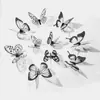Borboleta Estéreo 3D Preto e Branco 18 Peças Adesivo de Parede Borboleta Simulada Borboleta Decorativa de Quarto