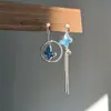 Pendientes de Botón Vintage "El Mago de Oz" Gota de Agua Verde Fresca Mariposa Primavera Verano