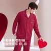 Pijama de algodón puro para hombre, de manga larga, rojo, para primavera y otoño, de boda y para recién casados, 100% algodón, talla grande, ropa de casa, traje del año zodiacal para hombre