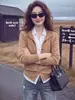 Cardigã de malha cáqui falso de duas peças com mangas compridas, único e bonito, top fotogênico, design de outono feminino, moda de nicho