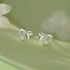 Brincos de Prata Pura S999 com Argola e Zircônia para Mulheres, Brincos Estilo Francês, Brincos de Luxo, Dropshipping Transfronteiriço