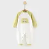 Macacão de Bebê de Manga Longa com Abertura no Gancho, Roupa de Algodão Puro para Engatinhar para Meninos e Meninas, Adequado para Recém-Nascidos de 1 Mês, Tamanho 0