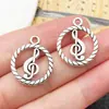 Accesorios para Joyería DIY Notas Musicales Guitarra Colgante de Aleación Vintage Antiguo Plata Llavero Pendientes Collar Dijes Pequeños
