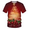 2021 Europa y Estados Unidos transfronterizo nuevo suéter de manga corta con estampado navideño 3D para niños, cuello alto, camiseta superior divertida para hombre