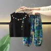 X097 Ropa de Verano para Niños Estilo Nuevo Conjunto de Verano para Niños Chaleco de Verano para Bebé y Pantalones Anti-Mosquitos Conjunto de Dos Piezas Moderno y Elegante
