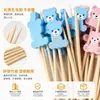 Espetos de bambu descartáveis em formato de urso, azuis e rosas, adequados para vendas transfronteiriças na Amazon, lanches de festa, expositores de sobremesas, saladas de frutas e fins decorativos.