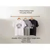 Camiseta Gris de Manga Corta con Cuello Redondo y Dibujo de Letras Estilo Coreano para Mujer, Verano 2026, Corte Holgado, Cubre las Caderas, Disimula la Forma del Cuerpo, Top Holgado