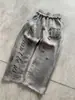 Conjunto de Moda Otoño e Invierno Nuevo Harajuku Ins Moda Sudadera con Capucha Desgastada y Cremallera Pantalones Casuales Elásticos de Cintura Baja