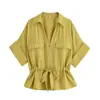 Artículo Caliente de Venta Rápida Transfronterizo Tong Nueva Llegada Primavera 2026 Camisa Suelta de Solapa 2273847 + Pantalones de Pierna Ancha 2116847