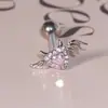 Piercing para la lengua de alas de diablo en forma de corazón Acero inoxidable Joyería personalizada para la lengua Nuevo Anillo para la lengua de cobre con incrustaciones de circonita Joyería para Piercing Venta al por mayor