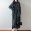Cardigã de malha de lã pura sem botões extra longo feminino, novo estilo outono e inverno, casaco casual elegante com mangas compridas e bolsos