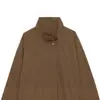 Gabardina Oversize con Cuello Alto, Estampado Floral, Plisada, Estilo Ropa de Trabajo, Moda Europea y Americana Transfronteriza