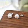 Pendientes de plata de ley 999 con forma de perla y hueso para la oreja, joyería para dormir sin oreja, venta al por mayor, C00972