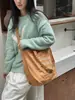 59261 2026 Nueva Bolsa de Tote Trendy Estilo Coreano con Letras Bolsa de Compras Casual de Gran Capacidad Bolsa de Lona para Estudiante Femenina