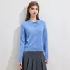Cardigan de tricô de lã com gola alta, minimalista e elegante, um novo estilo primavera/outono para mulheres, com corte solto e casual e design versátil