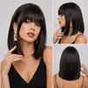 Pelucas Europeas y Americanas al por Mayor para Mujeres Cabello Mediano Largo Longitud Clavícula Flequillo Sintético de Alta Calidad Reductor de Edad Set de Pelucas de Seda de Alta Temperatura