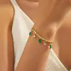Pulsera Lele Jewelry para Mujer, Moda Europea y Americana, Estilo de Nicho, Transfronterizo, Diseño Simple, Circonita Verde Esmeralda en Forma de Gota, Perlas Incrustadas de Diamantes