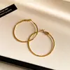 Brincos Redondos Banhados a Ouro Real 18K com Pino de Prata Esterlina S925 Estilo Coreano Argolas Simples Moda Simples (Daqi - Grande/Generoso/Estiloso) Brinco