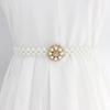 Corrente de Cintura Estilo Coreano com Strass e Pérola Moda Feminina Vestido Decorativo Cinto Elástico Doce Flor Elástico de Cintura