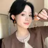 Pendientes Retro Marrones Maillard Populares para Mujer, Estilo Hong Kong, Lujo Accesible, Pendientes de Gama Alta, Pendientes del Mismo Estilo que las Celebridades de Internet