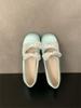 Zapatos Mary Jane Azules de Encaje Satín Suave con Moño, Tacón Interno Elevado, Punta Redonda, para Mujer, Colección Primavera 2025
