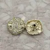 Botão de Pressão de Metal Quadrado Xadrez com Strass para Casacos Estilo Chanel, Jaquetas de Penas e Roupas de Exterior