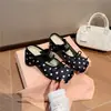 Sapatilha Feminina Retro Francesa com Laço Mary Jane Bico Fechado Nova Salto Alto Ballet Sapatilhas Casuais Femininas com Salto Grosso