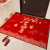Felpudo festivo de alfombra roja para la entrada de Año Nuevo, felpudo absorbente de agua y quita polvo, felpudo para la entrada, felpudo rojo