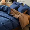 Conjunto de cama luxuoso e sofisticado de jacquard escovado 100% algodão de quatro peças, capa de edredom e lençol de 60s 100% algodão Classe A para quarto principal