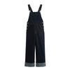 Pantalones vaqueros azules oscuros con solapa y tirantes rectos para mujer, otoño 2024, estilo callejero europeo y americano, vaqueros casuales