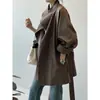 Nuevo trench coat retro de estilo francés de longitud media para mujer, colección otoño 2026, corte holgado, cintura ceñida, cuello alto, prenda de abrigo
