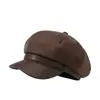 2026 Nuevo Boina Maillard Hace que la Cara se Vea Más Pequeña Versátil Sombrero Octagonal de Pintor Casual Lana Fieltro Delgada Diseño de Ala Curva