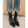 Botines Cortos para Mujer Chuyuji 2026 Otoño/Invierno Tacón Medio Botines Chelsea Versátiles Botas de Tacón Grueso Botas Martin Trendy de Punta