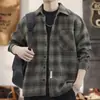 Estilo otoño e invierno más terciopelo de alta gama rebelde guapo casual chaqueta a cuadros para hombre camisa de manga larga holgada versátil resistente a la suciedad top de moda