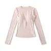 Camiseta Interior de Cuello Redondo y Manga Larga con Copas para Mujer 2025 Nueva Ropa de Abrigo Otoño e Invierno Look Adelgazante Camiseta Interior