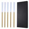 Palillos de acero inoxidable 304, cuadrados, huecos y antideslizantes, 5 pares, caja de regalo, para el hogar, hotel, comedor, sencillos, ligeros y de lujo.