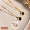Colar feminino com algarismos romanos, aço titânio, sem cor, corrente dupla face com nicho para clavícula, vintage, leve, luxuoso, estilo francês, pingente combinando