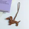 Huayang Cuero de PU Perro Dachshund Correa de Mano Bolso Colgante Lanyard para Teléfono Accesorios Llavero de Coche DIY Nuevo