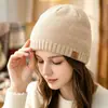 Gorros de Punto Cuidadosamente Seleccionados, Nuevos Modelos Transfronterizos para Mujer, Gorros de Lana para Otoño e Invierno, Gorros de Punto Cálidos para Exteriores de Doble Capa con Forro de Felpa
