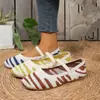 Nova Coleção Primavera/Verão 2027 Sapatos Rasos Redondos de Tamanho Grande Europeus e Americanos para Mulheres Sapatos Casuais Transfronteiriços Tamanho 42 Sapatos de Tricô para Exportação