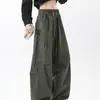 Primavera 2026 Nuevos Pantalones de Trabajo Casuales Color Verde Militar Americano Doble Capa Cintura Alta Pierna Ancha Pantalones Rectos de Calle Modernos