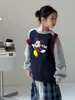 Moletons infantis coleção outono 2026: Moletons de desenho animado com letras estilo coreano para meninos e meninas, blusas casuais da moda de manga comprida para crianças