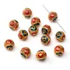 Miçangas Espaçadoras Esmaltadas com Gotejamento de Liga para Atrair Riqueza e Fortuna, Miçangas Redondas, Miçangas Soltas com Mantra de Seis Caracteres, Corrente para Celular DIY Feita à Mão