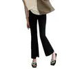 Pantalones casuales de campana, sencillos, de corte ajustado, tiro alto, con caída, aptos para petite, tela suave, ligeramente acampanados para mujer, nueva moda de otoño