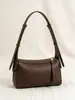 Bolsa Feminina Jiuyue de Couro Genuíno 2026 Transfronteiriça Cor Sólida Moda Versátil Bolsa de Ombro com Toque de Luxo, Bolsa de Ombro Tendência Estilo Coreano