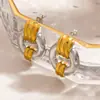 Pendientes de Acero Inoxidable Transfronterizos, Pendientes de Aro Geométricos Estilo Metal, Pendientes de Moda y Gama Alta con Combinación de Colores Dorado y Plateado