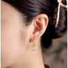 Pendientes de jade hetiano "Zhuan" con broche de plata esterlina bañados en oro y hebilla de bambú de estilo chino. Nuevos pendientes de jade.