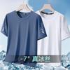 Camiseta Masculina de Seda de Gelo Fresca de Manga Curta Masculina Verão 2025 Nova Estilo Montanha ao Ar Livre Camiseta Casual Masculina de Meia-Manga